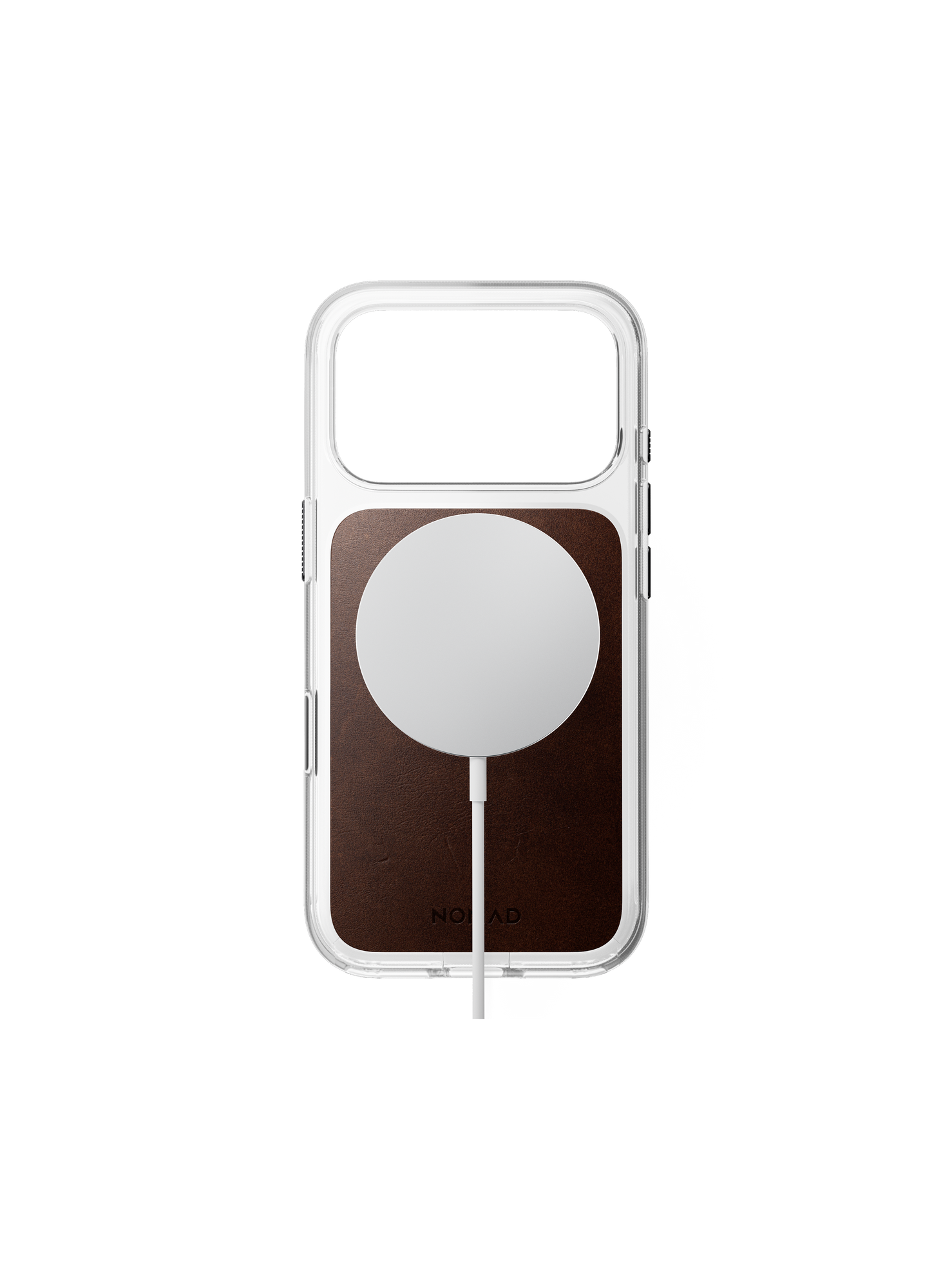 Nomad Clear Case with Horween Leather for iPhone 18 Pro - Rustic Brown