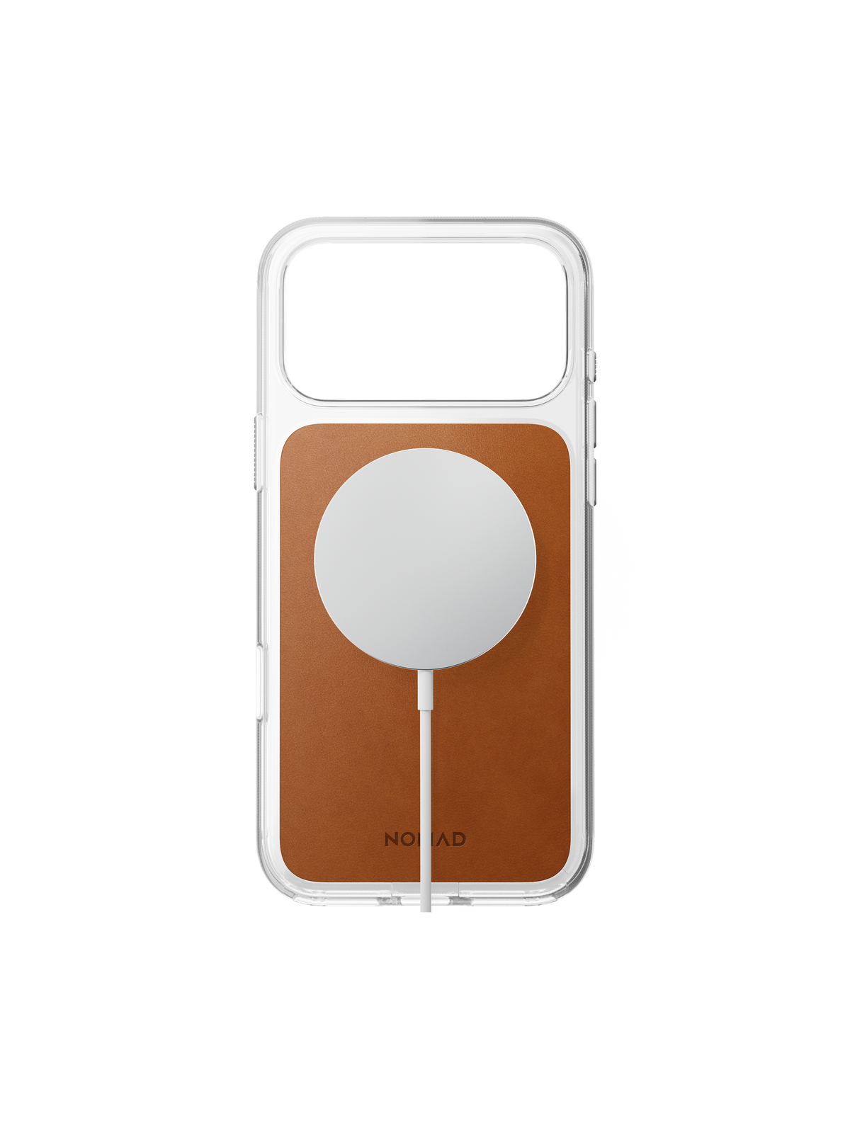 Nomad Clear Case with Horween Leather for iPhone 18 Pro Max - Saddle
