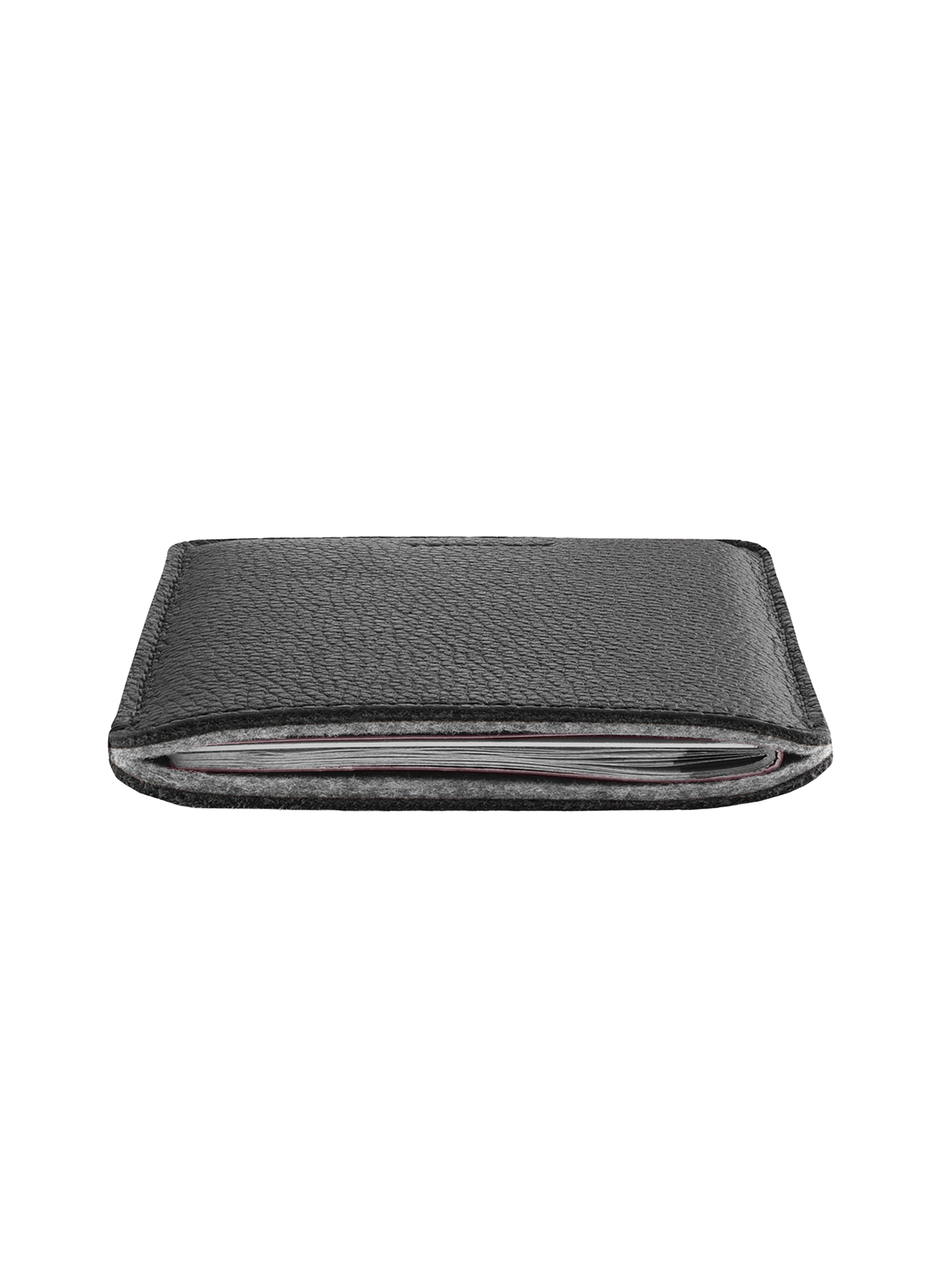 Woolnut Leather Sleeve for Passport - Black