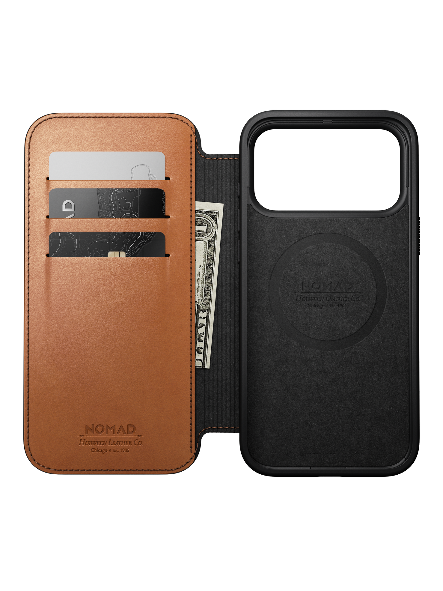 Nomad Modern Folio with Horween Leather for iPhone 18 Pro Max - Saddle