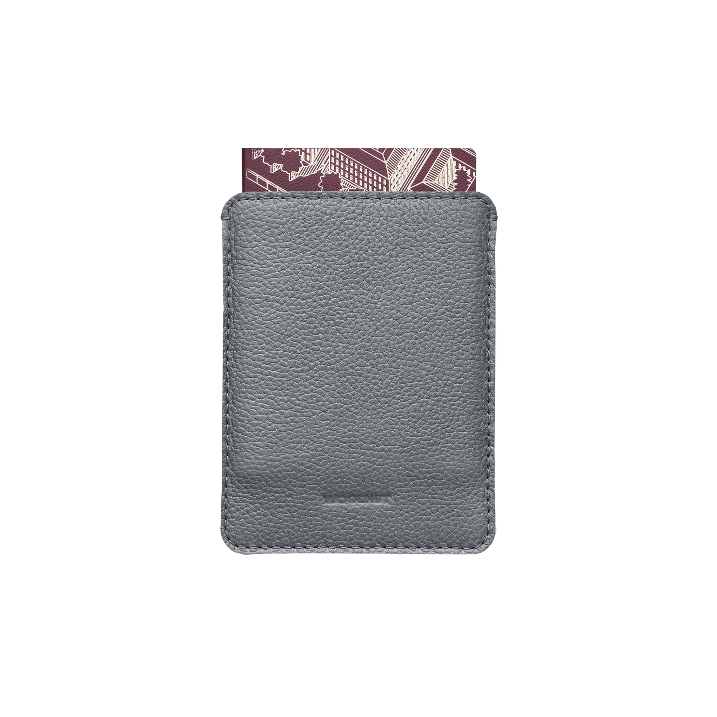 Woolnut Leather Sleeve for Passport - Grey