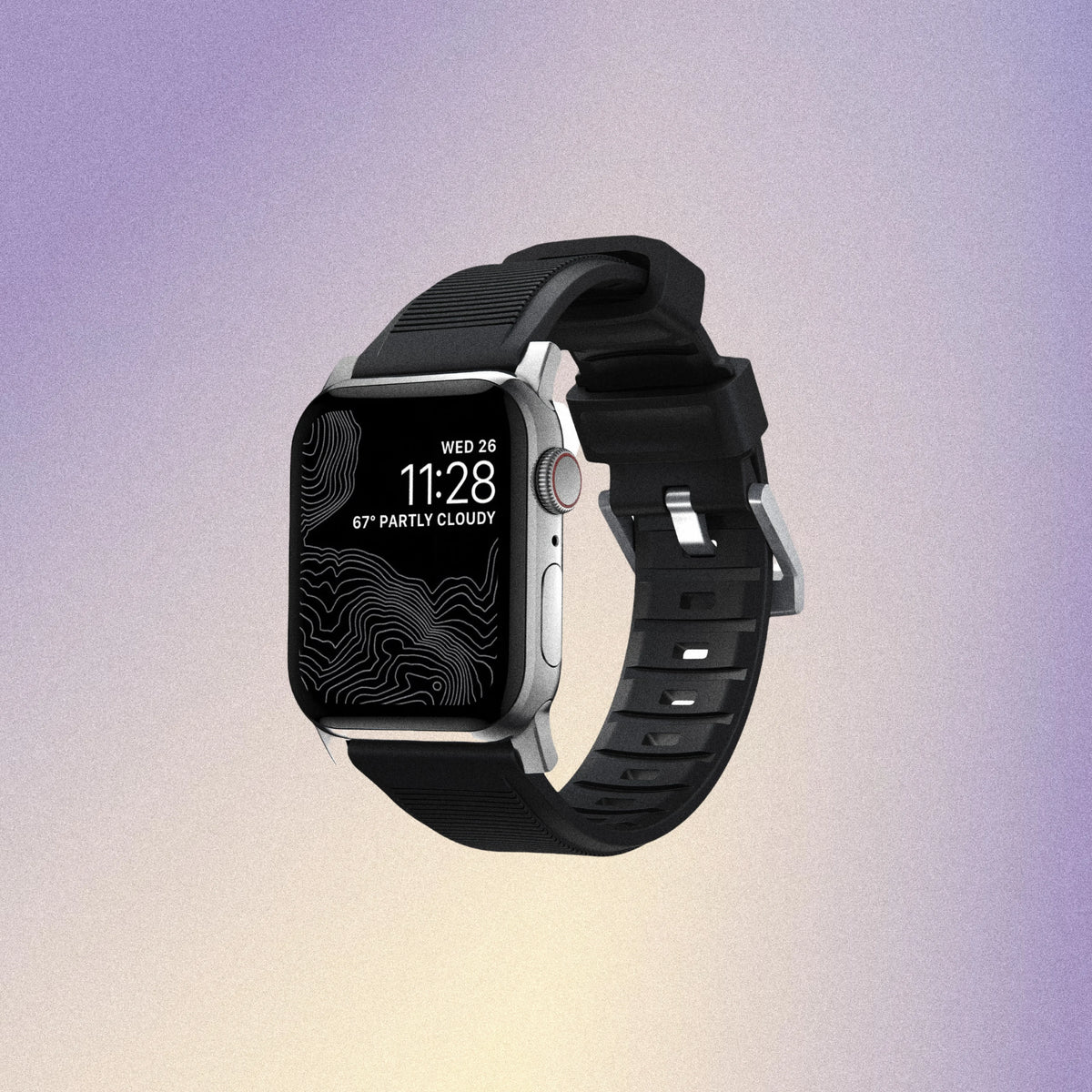 Nomad Rugged Band - 46/49mm - Silver Hardware - Black