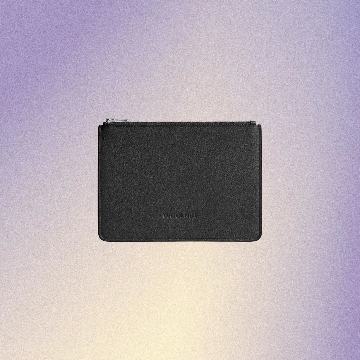 Woolnut Flat Leather Pouch - Black