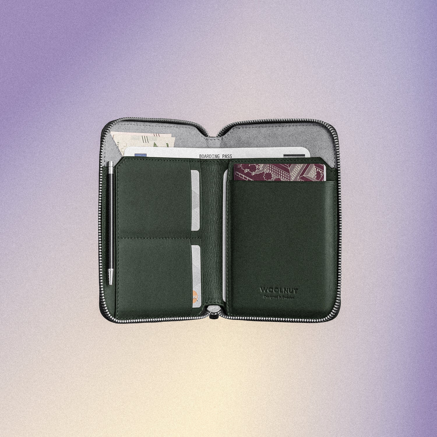 Woolnut Leather Travel Folio - Green