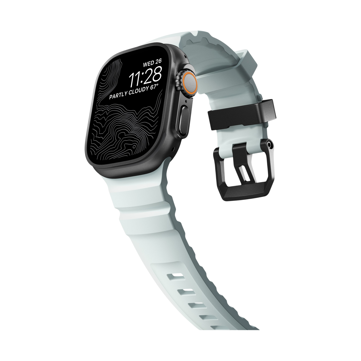 Nomad Rocky Point Band - 46/49mm - Black Hardware - Icy Blue Glow