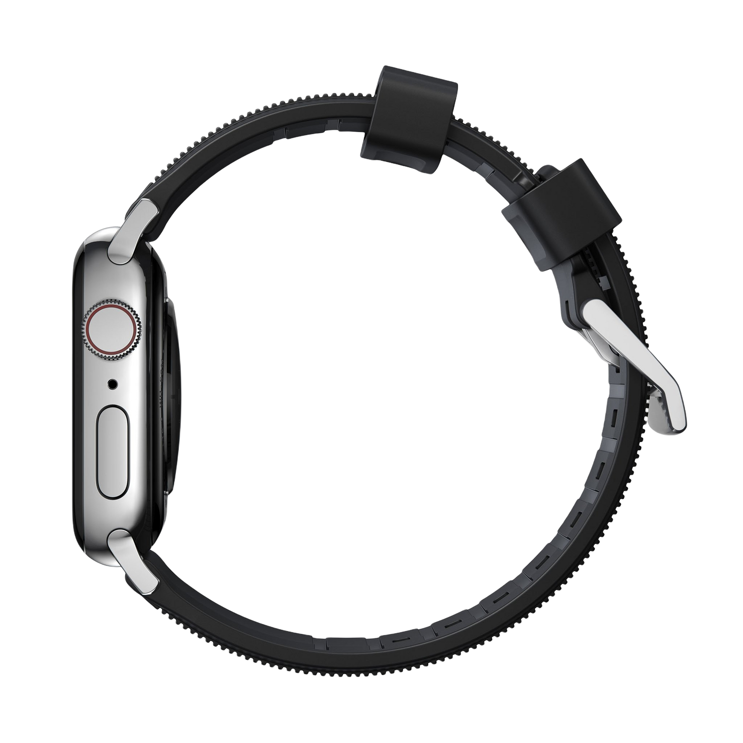 Nomad Rugged Band - 46/49mm - Silver Hardware - Black